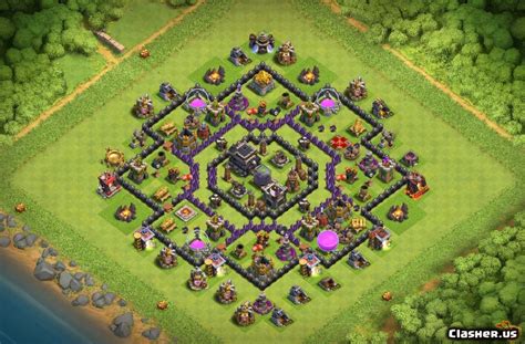 coc th9 war base anti 2 star